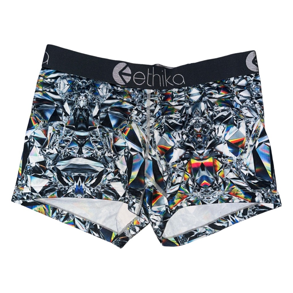 ethika Women's Prism Crystal Print Boyshorts - Black Waistband